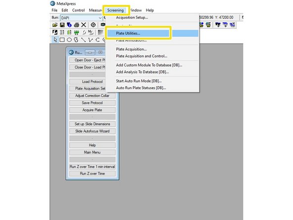 Once your acquistion is done, export the data by clicking on screening.