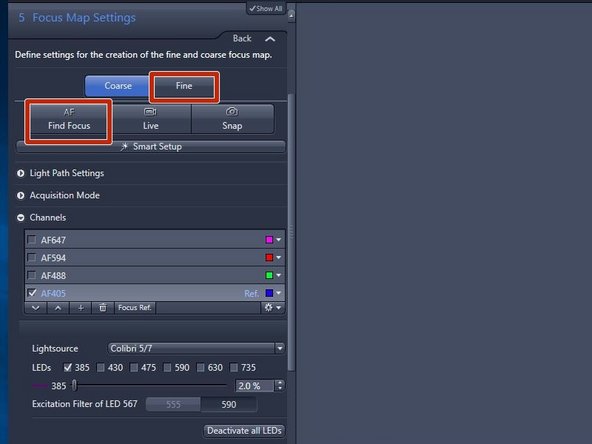 Select &quot;Fine&quot; and press  &quot;Find Focus&quot; .
