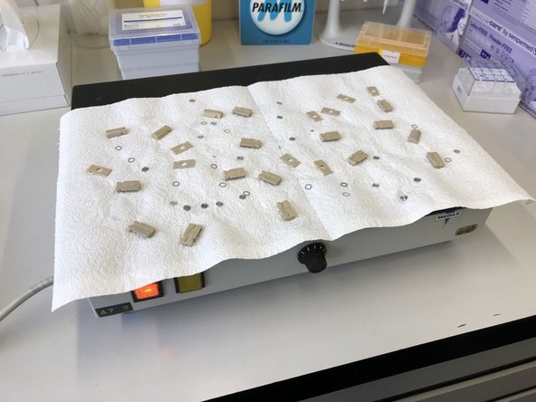 Place specimen carriers to a hot plate for drying.