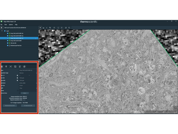 Open the data with MAPS and on the lower-left corner you can read some metadata parameters.
