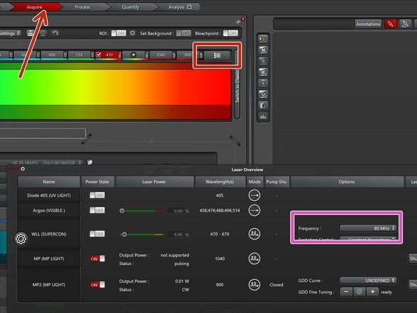 Go to &quot;Acquire&quot; and open the laser controls in the excitation window.
