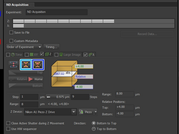 Click on the value in the box for automatically optimizing the z sampling.