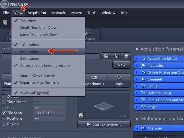 In order to make use of your overview click &quot;View&quot; and then click &quot; 2 containers&quot;
