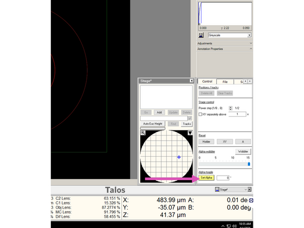 Open the 'Stage' control panel by clicking the menu in the bottom-right corner.