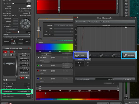 Define the &quot;Number of Steps&quot;, the &quot;Z-Step Size&quot; or go for optimal z sampling by choosing &quot;System Optimized&quot;.