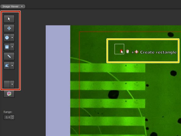 Click into the camera image to position the square. Keep the mouse button pressed to adjust the size.