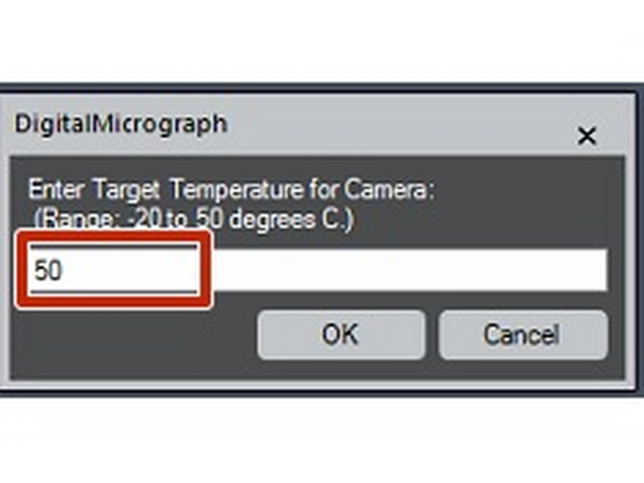 In the window specify the target temperature: 50 deg C and click 'OK'.