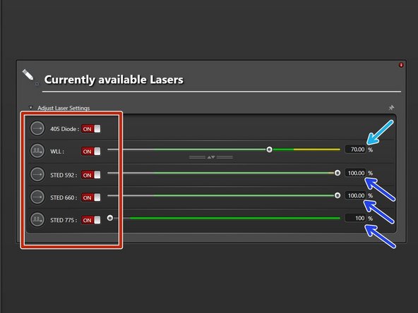 Switch &quot;ON&quot; the needed lasers.