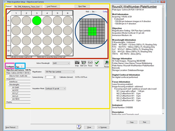 Use the Plate Acquisition Setup dialog to create protocols for acquiring images from plates.