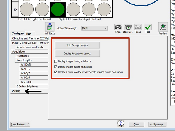 Specify how and if images should be displayed during data acquisition