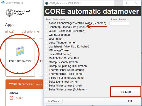 Double-check that your acquired data is in the network drive: "DataMover Storage (X:)". If not move your data there before continuing.