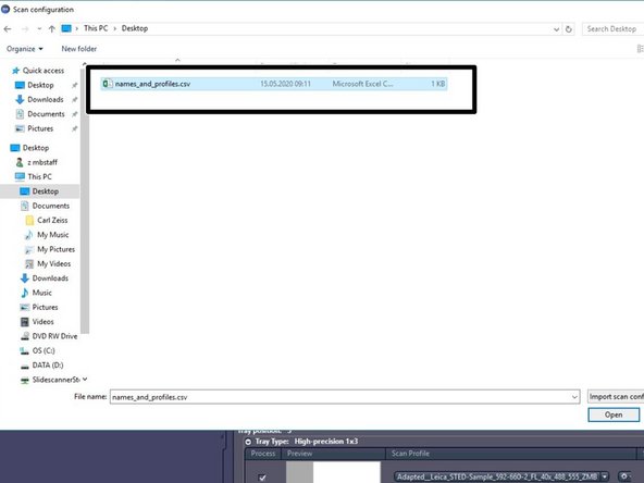 Choose your csv file.