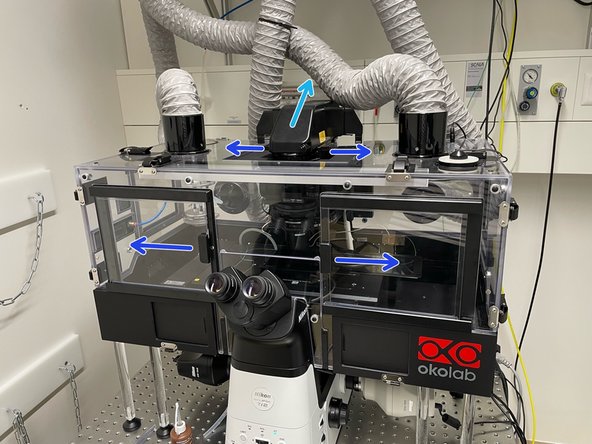 Open the front and top sliding covers of the box.