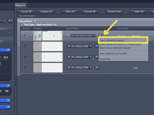 Go again to &quot;Open advanced wizard&quot; and adjust the parameters