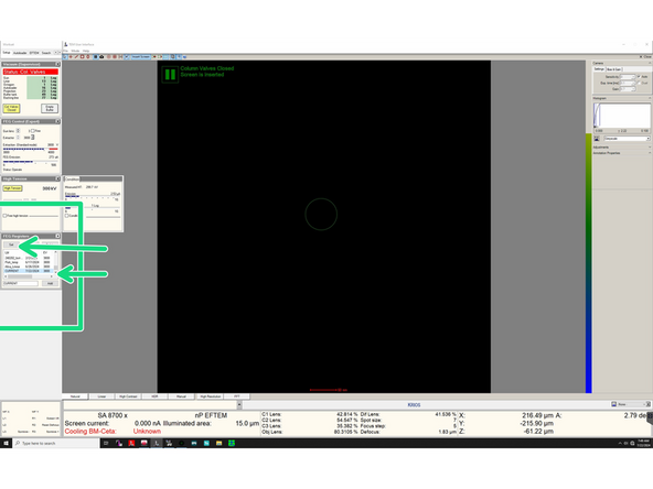 Load FEG registers by highlighting 'CURRENT' file and clicking 'Set' in the 'FEG Registers' window in 'Setup' tab.