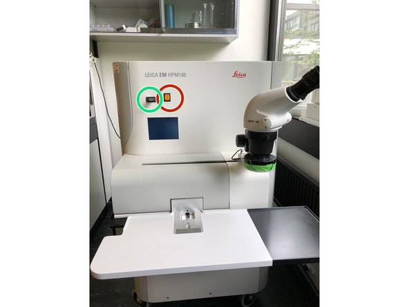 The compressor starts to build up the operating pressure. This can take up to 15 minutes if there is no residual air pressure in the machine.