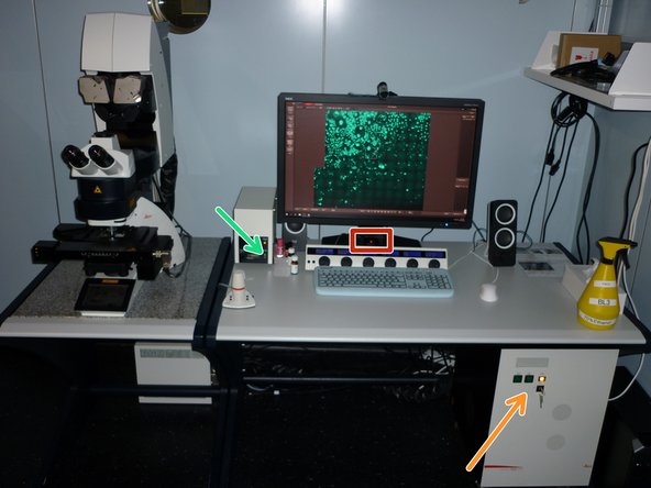 Switch OFF the power knob (on the PC table).