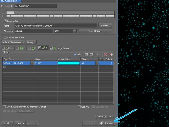 Click on &quot;Run now&quot; to start imaging an overview