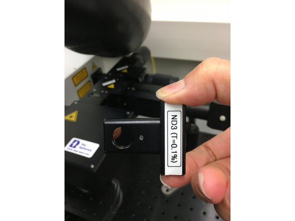 e.g. for ablation you should start with ND-2 inserted and remove it if you need higher powers to induce damage.