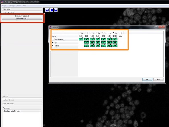 Click on &quot;Select Features...&quot; to select features.