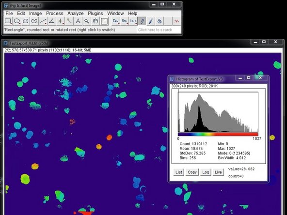 Now you can do a thresholding, segmentation and data  extraction on this data by your method of choice.