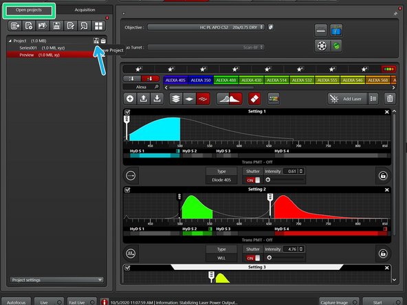 Go to the &quot;Open projects&quot; tab.