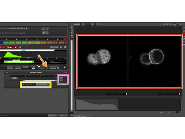 After choosing the TauMode "TauGating", click on the symbol to set the gates. These gates set a specific time window for photon arrival, and the photons that arrive within this window are used to create the image.