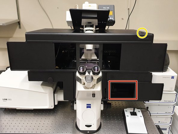The 25x (water, oil, glycerin, silicon-oil) and the 40x (water, glycerin, silicon-oil) objectives are multi-immersion objectives and need to be set to the correct immersion media, by setting the black marker line accordingly.