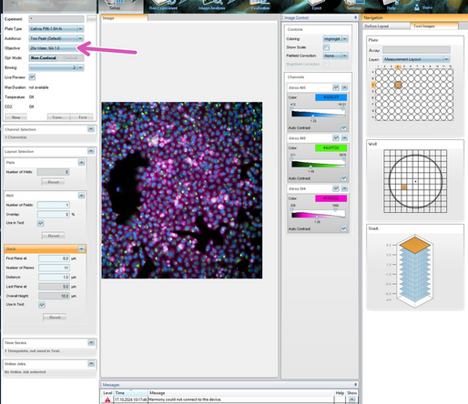 When the autofocusing of the system is not working, you will receive a notification of this at the &quot;Messages&quot; panel