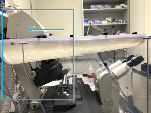 Push back the condenser arm.