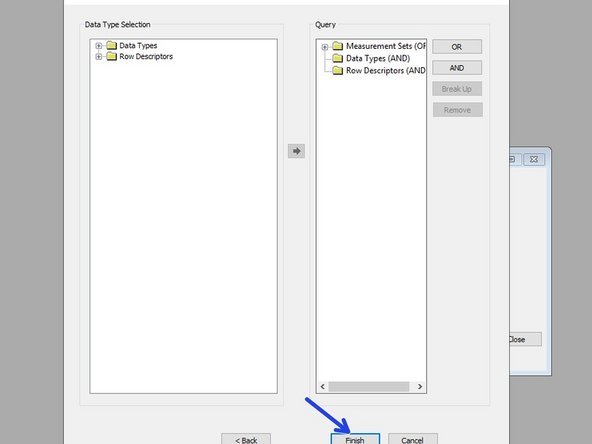 Either double-click on the measurement or use the arrow to make it appear in the &quot;Query&quot; on the right.
