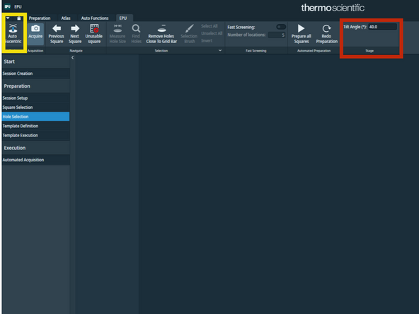 Specify the stage tilt angle, typically 30 or 40 deg.
