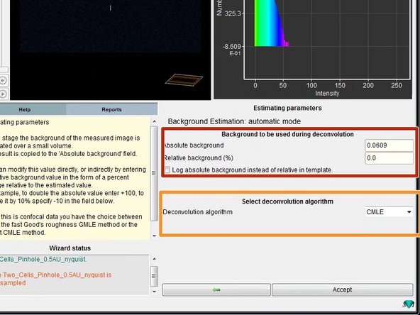 If you used automatic background estimation you can see the results in this step.