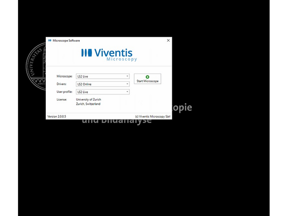 Start the microscope operating software.