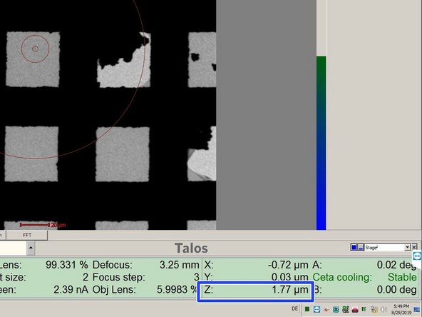 Press L2 (Alpha Wobbler) on the left control panel. The stage begins to tilt between +/-15°