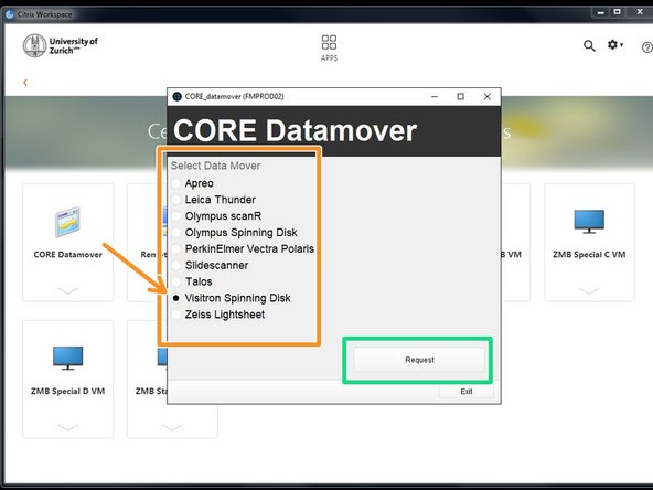 Select  desired &quot;Data Mover&quot;, in this case &quot;Visitron Spinning Disk&quot;.