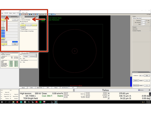 Switch off turbo pump in the 'Autoloader' tab.