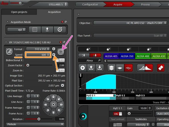 Here you can change the scanning speed:
