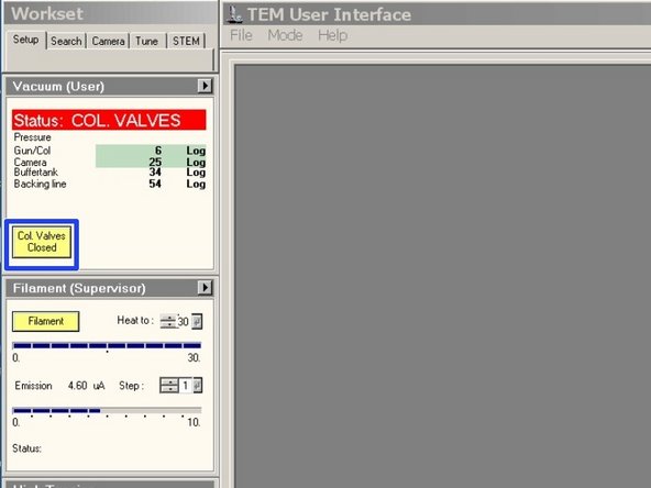 Open the column valves.