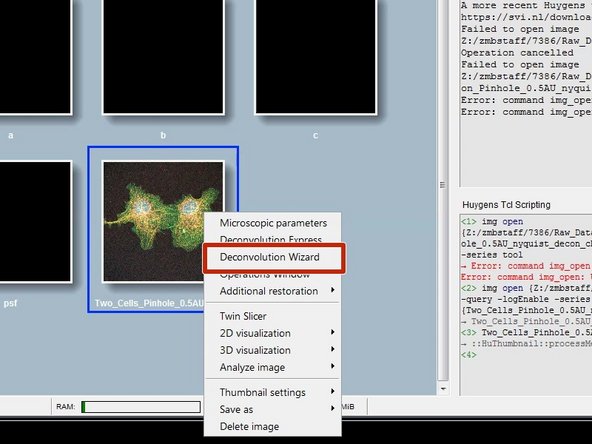 Right click on the image thumbnail and click &quot;Deconvolution Wizard&quot;.