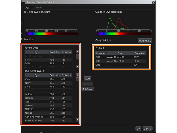 Dye and Detector Select