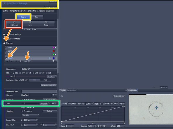Duble clikc &quot;The Focus Map Settings&quot; tab and make sure &quot;Coarse&quot;  mode is active