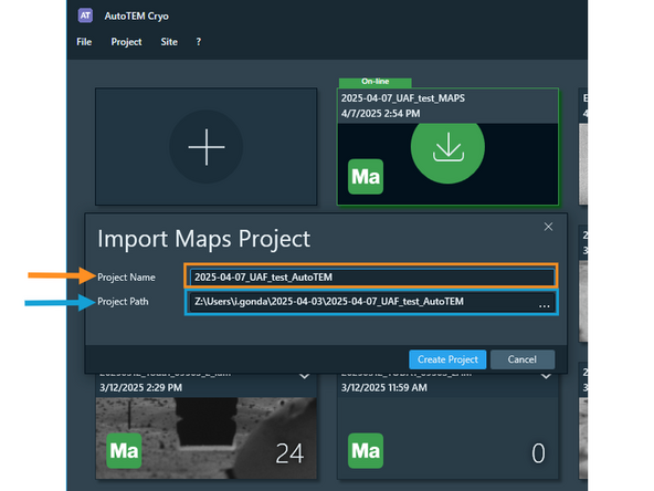 A good convention is to change the &quot;_Maps&quot; ending of the project to &quot;_AutoTEM&quot;.