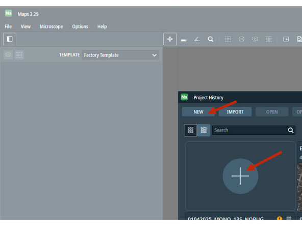 Upon opening of Maps, create a new project for your session.