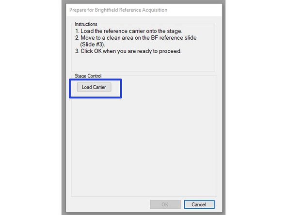 Load your reference slide in a slide carrier and click on &quot;Check Dashboard&quot; on the main screen.