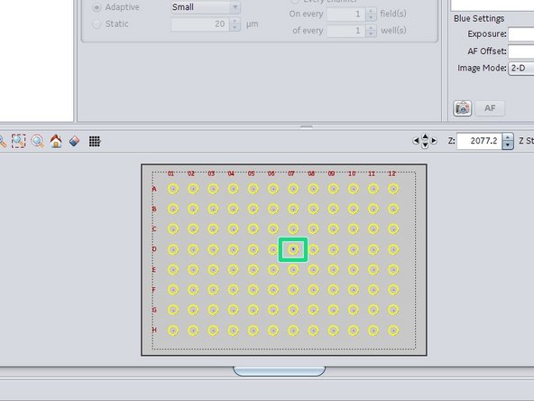 Click into the center of a well to ensure that the plate is back over the objective.
