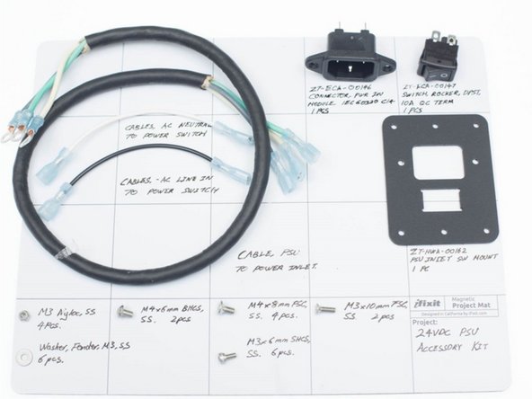 These parts are from ZT-ASY-00226 – Assembly, Power Supply Cables and ZT-ASY-00235 – Assembly, Power Inlet Module, located inside ZT-KIT-00124 – Kit, 24V 17A PSU