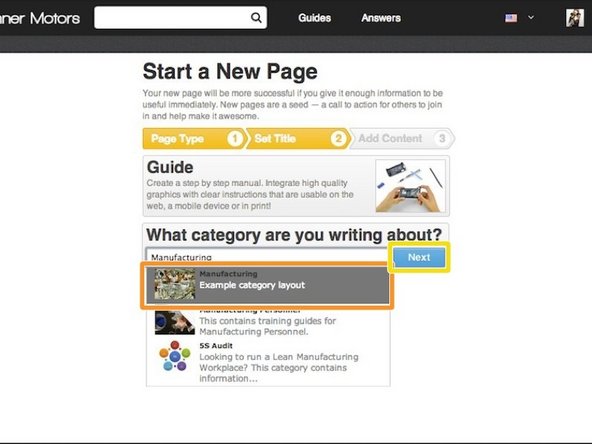 If the category is already created, it will appear in a drop-down menu below the text box.
