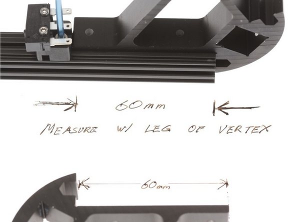 Place the tail edge of the end stop switch holder 60mm from the edge of the extrusion.